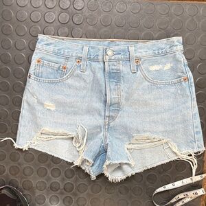 Levi's Light Blue Distressed Jean Shorts